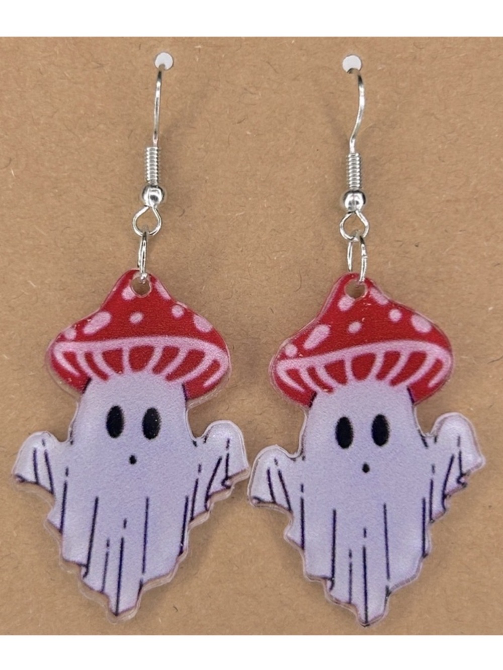 Halloween Acrylic Ghost Drop Earrings with Mushroom Design Fashion Jewelry